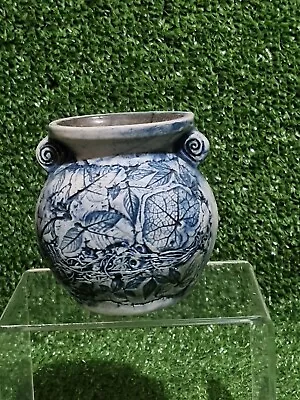 Buy Vintage Tenmoku Pottery Malaysia Handicraft Blue Vase Decorative Pot Vase • 13.99£