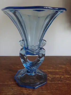Buy Vintage Art Deco  Libochovice Czech Pressed Glass Lady Vase  1930's • 19.99£