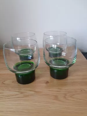 Buy 4 Wine Glasses Whiskey Tumbler Glass Green Heavy Bottomed • 7£