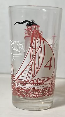 Buy Vintage  Peanut Butter Glass With A Sailboat And A Lighthouse Red #4 • 10.54£