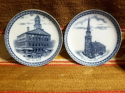 Buy 2 Blue Transferware Historical Plates Old South Church Faneuil Hall Stf England  • 23.71£