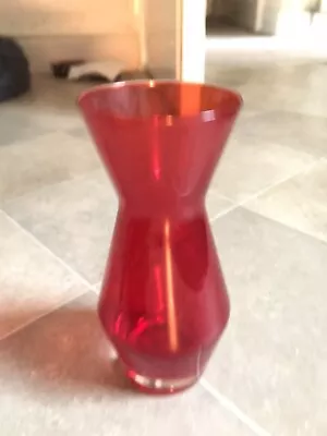Buy Riihimaki Red Mid Century Glass Vase 1970s  • 20£