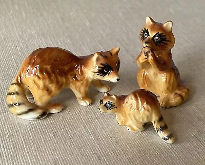 Buy Vintage Miniature Raccoon Family Figurines Set 3 Bone China Japan • 23.91£
