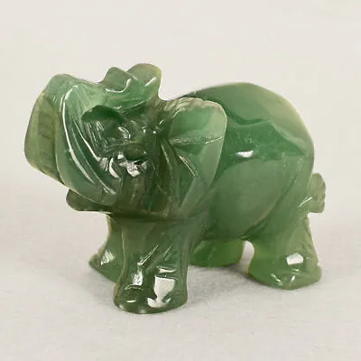 Buy Hand Carved Aventurine Carved Elephant Green Jade Stone Elephant Statue Decor • 7.45£