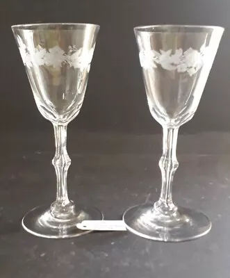 Buy Victorian Engraved ETCHED ROSES Wine GLASSES  C1880 • 30£