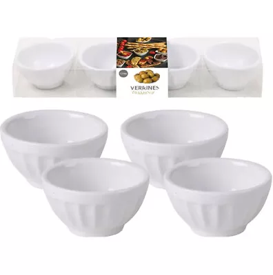 Buy 4pc Ceramic Dishes Serving Bowl Round 6,5cm White Colour Serving Dish Snack Bowl • 9.99£