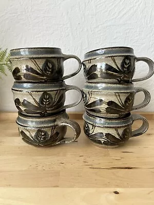 Buy Vintage 1970’s Terry Godby Studio Pottery Coffee Cups Set Of 6 Handcrafted • 14.50£
