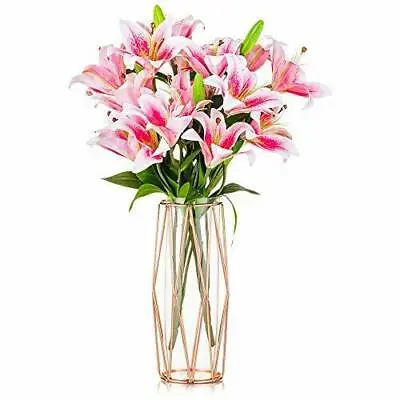 Buy Glass Flower Vase Geometric Metal Rack Stand Crystal Clear Terrariums Decorative • 9.99£