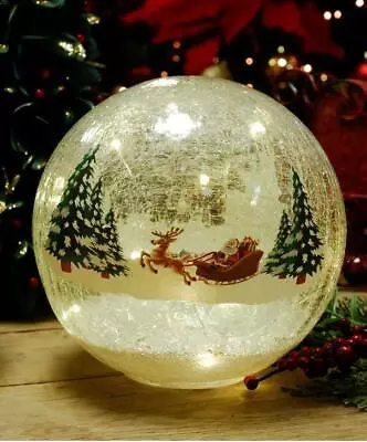 Buy Festive Lit Crackle Effect Santa Sleigh Ball 20cm • 21.99£