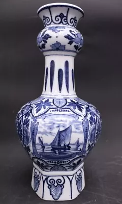 Buy Vtg DELFT KNOBBEL Delfts Blau Hexagonal Base Blue & White Pottery Vase 11  - L25 • 9.99£
