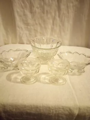 Buy 5 Pieces Clear Depression Glass • 9.50£