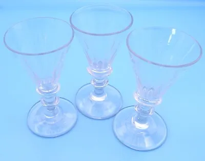 Buy Antique Victorian Set Of Three Small Drinking Glasses Polished Pontil Marks • 17.95£
