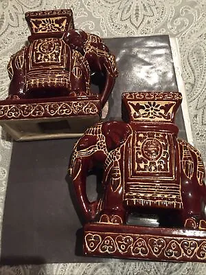 Buy Two YUDU Painted Ceramic Glazed Indian Elephant Stands..Great Condition.See Pics • 30£