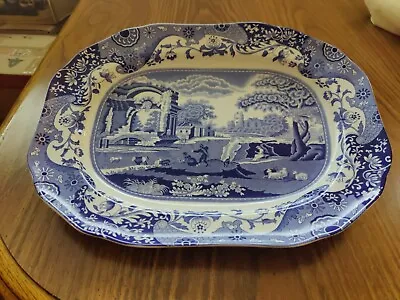 Buy Large Vintage Spode Italian Blue & White Serving Platter Plate Dish 14   X 10 .5 • 87.76£