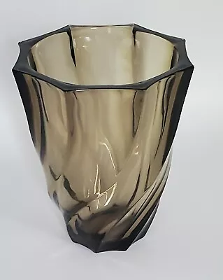 Buy French Dark Smoked Glass Vase 70s • 10£