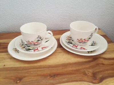 Buy Alfred Meakin Magic Forest Red Deer Pattern 2 TRIO'S  Cups & Saucers  • 60£