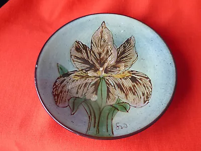 Buy Chelsea Pottery London ~ Shallow Footed Dish  ~ Iris Floral Design ~ Signed  S W • 1.99£