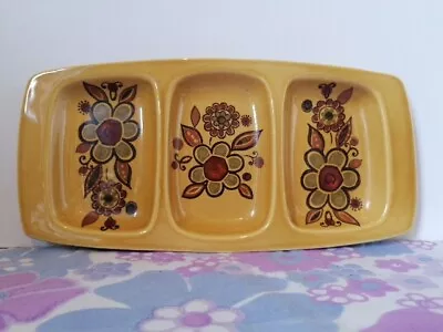 Buy Vintage Palissy Sierra Triple Ceramic Serving Dish Plate,  Kitsch Floral Decor.  • 8£