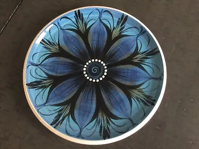 Buy Vintage Alvingham Studio Pottery Plate 8 Ins Signed & Dated 76 Blue Black White • 18£