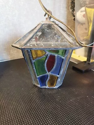 Buy Vintage Leaded Stained Glass Hanging Lantern • 69.99£