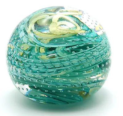 Buy Whitefriars Patt.No 9851 Green And Yellow Glass Bubbles Paperweight R. Annenberg • 45£