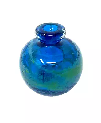 Buy Medina Glass Vase Sand & Sea Vintage 1970's Heavy Signed Blue • 24.99£