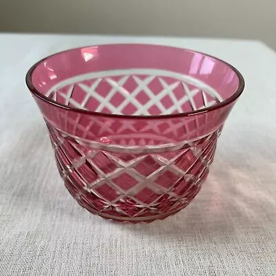 Buy Antique Diamond Cut Cranberry Glass Cup • 26£
