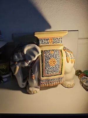 Buy English Majolica Pottery Elephant Seat Raj • 80£