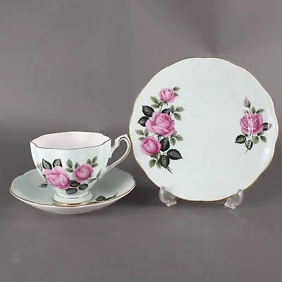 Buy Queen Anne Lt Blue Pink Bone China Made In England Tea Cup Saucer Set 550-42H • 23.71£