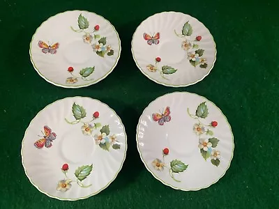 Buy James Kent Old Foley Strawberry & Butterfly ~ Four Mini 4½  Saucers Only • 9.95£