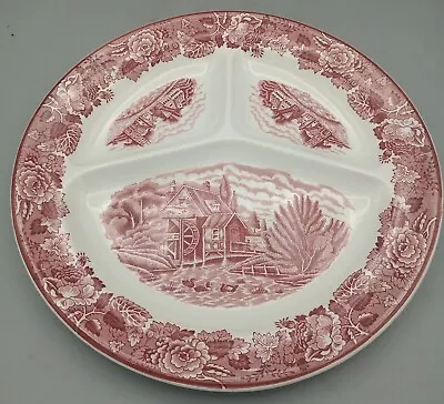 Buy Vintage Woods Ware Enoch Woods English Scenery Pink Divided Serving Dish VGC • 7.99£