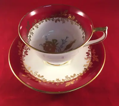 Buy Antique Aynsley Red, White & Gilt Rim Pattern Cabinet Tea Cup & Saucer • 12.99£