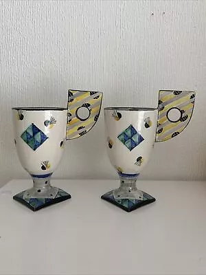 Buy A Pair Of Handmade Pottery Mugs Art Deco Style GORGEOUS GREAT CONDITION Bee 🐝 • 10£