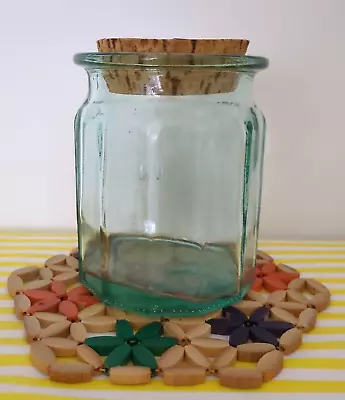 Buy Vintage Habitat Green Glass Storage Jar With Cork Lid Kitchen 60s 70s • 11£