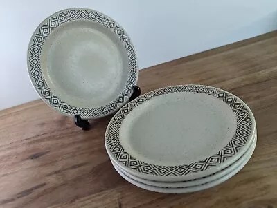 Buy 4x Purbeck Pottery Brown Diamond Pattern Vintage Side Plates 7  • 18£