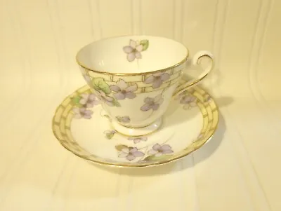 Buy Vintage Tuscan English Bone China Tea Cup & Saucer Violet Flower Basket Weave • 20.86£