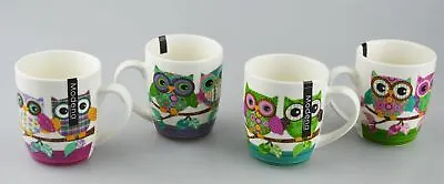 Buy New Bone China Mugs Set Of 4 Owl Design Tea Coffee Home Kitchen Office Cups • 12.99£
