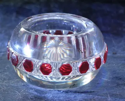 Buy Small Victorian Heavy Glass Pot With Red Stones • 3.99£