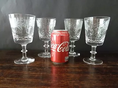 Buy 4x Royal Brierley Crystal HONEYSUCKLE Cut Large Water Glasses NOT SIGNED H12.5cm • 95£