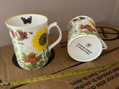 Buy 2x  FENTON Bone CHINA Floral TEA COFFEE CUP MUG By Michael Stringer • 9.99£