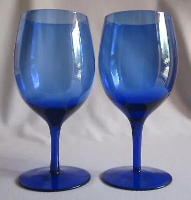 Buy 2 Water Wine Goblets Glasses Circleware Westbrook Pattern Cobalt Blue 7 1/2  New • 12.01£