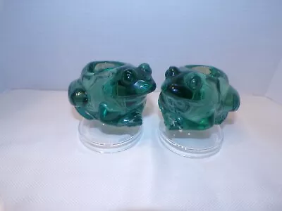 Buy 2-Vintage Green Indiana Heavy Glass Frog Votive Candle Tea Light Holders USA • 23.68£