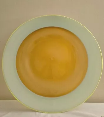 Buy Signed Studio Art Glass 18  Round Yellow, Mint Green & Neon Unique Platter • 62.45£