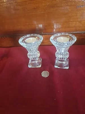 Buy Pair Glass LISBETH DAHL Candlestick Or Tealight Holders Urn Shaped • 12.99£