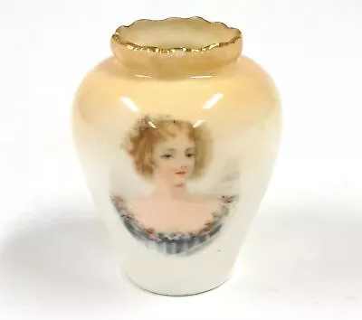 Buy Antique Royal Doulton Burslem Mini Vase 6.5cm Portrait Gold Rim Porcelain AE711 • 135.56£