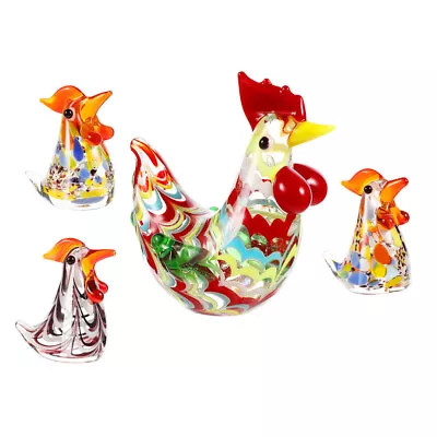 Buy  4 Pcs Animal Decorations Glass Rooster Statue Chicken Figurine • 11.99£