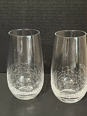 Buy 2-Pier 1 Crackle Tall Tumblers / High Boy Glasses • 33.21£