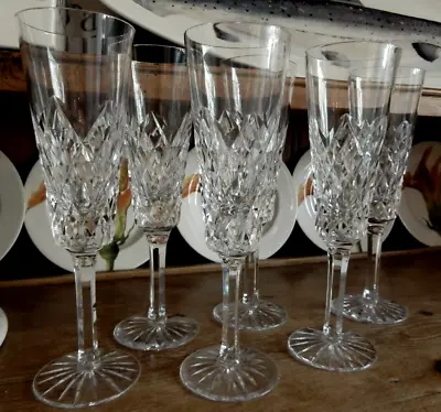Buy Vintage PAIR Champagne Flutes Fine Diamond Cut BLOWN Crystal 8 2/8  140ml • 29.99£