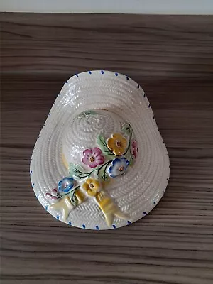 Buy Vintage Soho Pottery Wall Pocket Straw Hat Vase Solian Ware • 12£