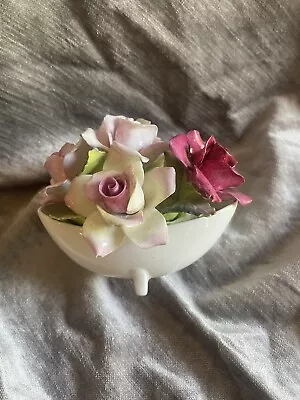 Buy Vintage Fine Bone China Staffordshire Porcelain Floral Rose Bouquet Vase England • 18.80£